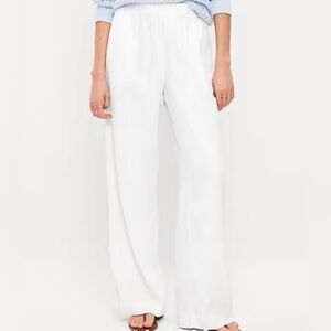 Old Navy Women's High Rise White Wide Leg Linen Pants